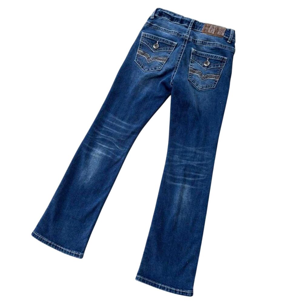 Request Jeans Premium Y2K blue bootcut jeans silver stitch detail Size 25
